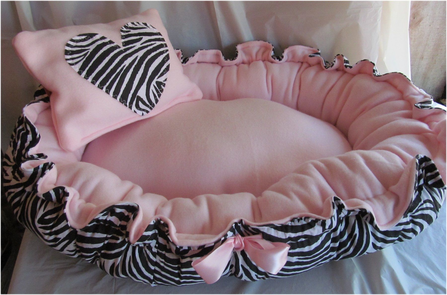 blue zebra print dog bed